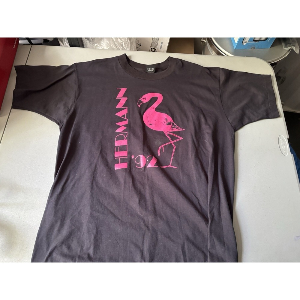 Vtg Hermann'92 Flamingo XL Black Tshirt